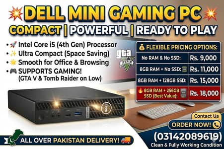 Dell Mini PC Core i5 4th Gen Gaming | 8GB RAM | 256GB SSD | GTA V Runn