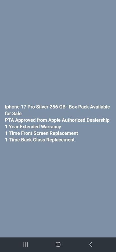 iphone 17 pro pta approved with extended warranty +1 time front / back