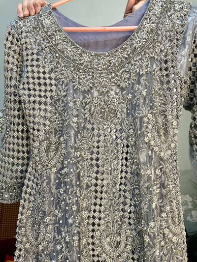 Embroidered Bridal Silver Maxi