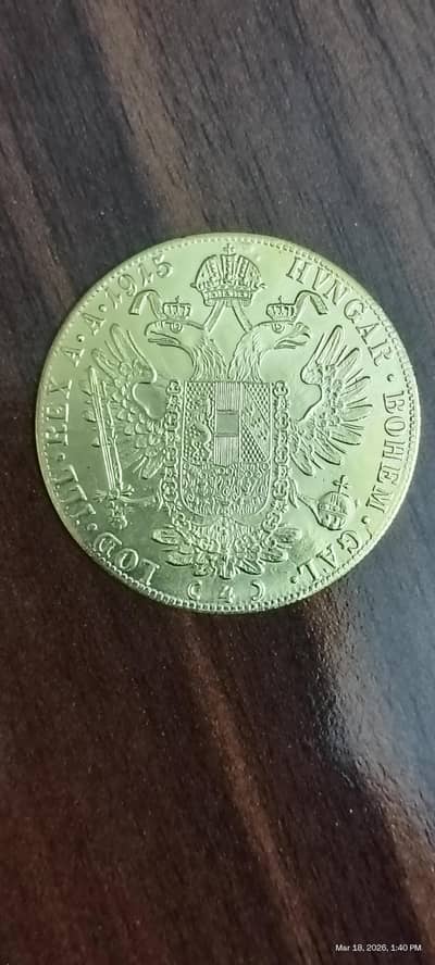 Austrian 4 Ducat 1915 Gold Plated Old Coin, Franz Joseph I, Rare Coin