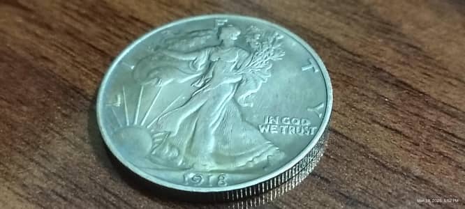 USA 1918 walking Liberty Half Dollar, USA Old Coin, USA Rare Coin
