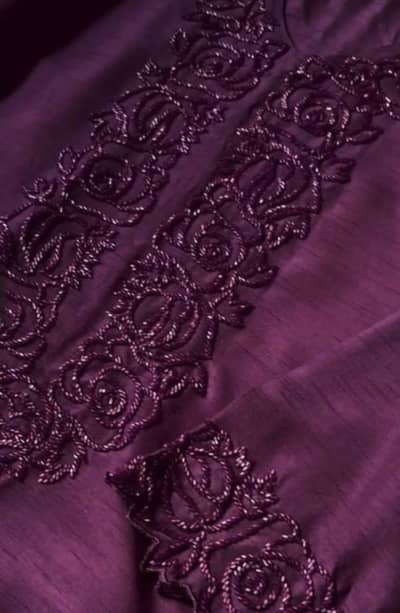 Silk 2 pc embellished plum color