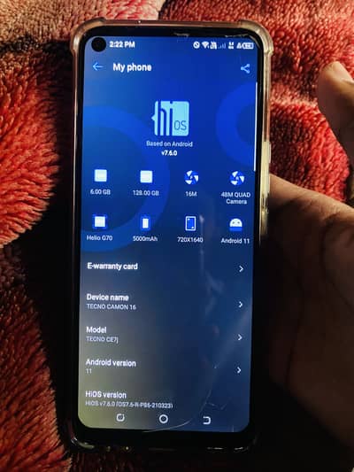Tecno camon 16.6/128
