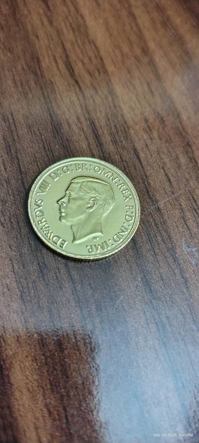 United Kingdom 1937 King Edward VIII, Gold Plated Old Coin & Rare Coin