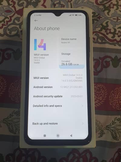 redmi 9t 4+2/128 official approved with box