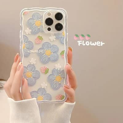  Aesthetic Floral Wavy Case for iPhone 11-16 Pro Max 