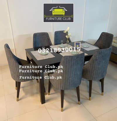 Puffy Dining chair marbel wood top Table - Customzed order Making