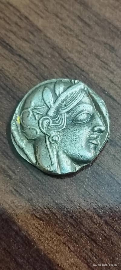 Ancient Head of Athena Indo Greek Attica Dynasty Old Coin, Rare Coin,