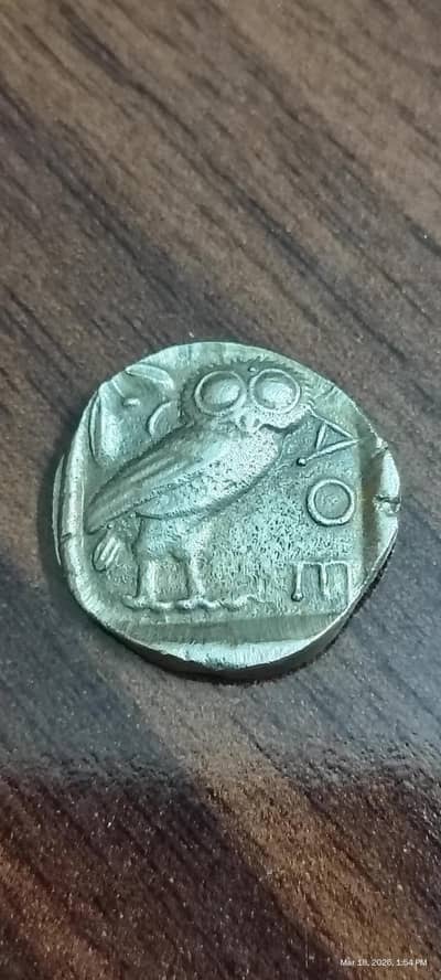 Ancient Head of Athena Indo Greek Attica Dynasty Old Coin, Rare Coin,