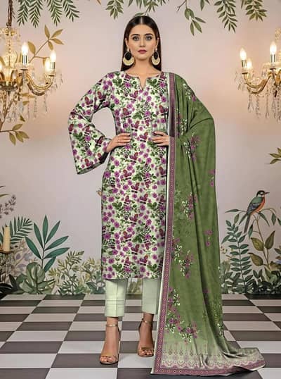 3  pcs women's unstiched digital printed lawn suit