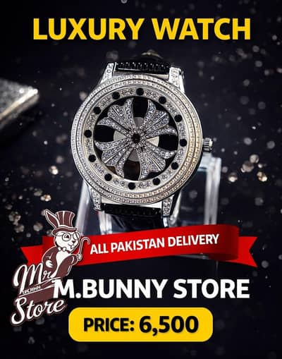 Men's Diamond-Encrusted Round Dial Watch