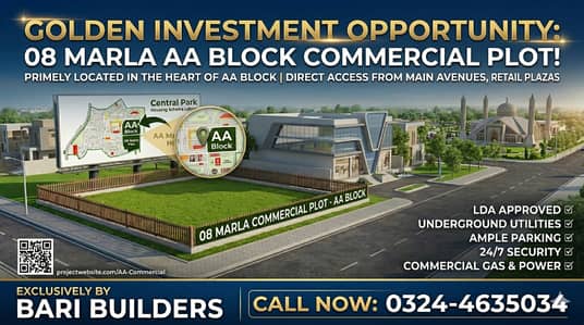 Prime Commercial Investment: 8 Marla Commercial Plot in AA-Block!