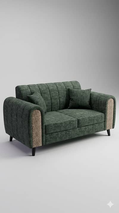 Premium 2-Seater Sofa – Modern Grey Fabric Sofa | Luxury Sofa