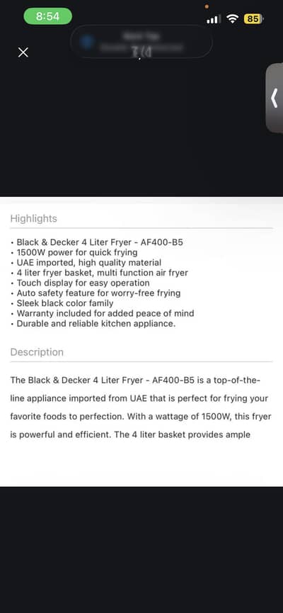 Black&decker air fryer up for sale in new condition