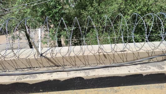 Razor wire and barbed wire