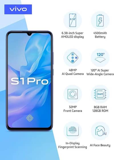Vivo S1 Pro 8/128 GB Official PTA Approved Dual Sim