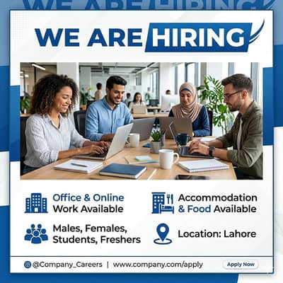 Jobs Available in Lahore – Office & Online Work (Freshers Welcome)