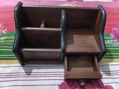Executive Wooden Desk Organizer with Drawer - Like New
