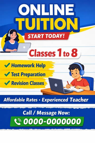 Online Tuition Available – Start Today (Class 1–8)