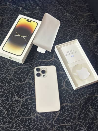 Iphone 14 pro max 256jv golden complete box