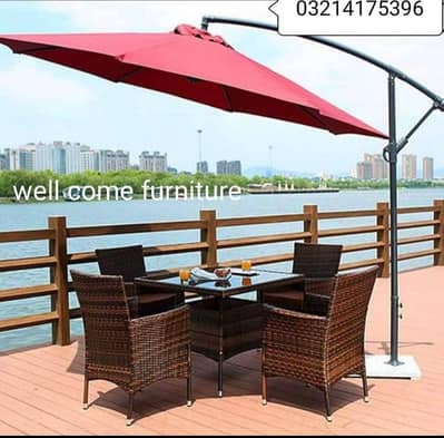 Garden outdoor Rattan upvc chairs table umbrella set