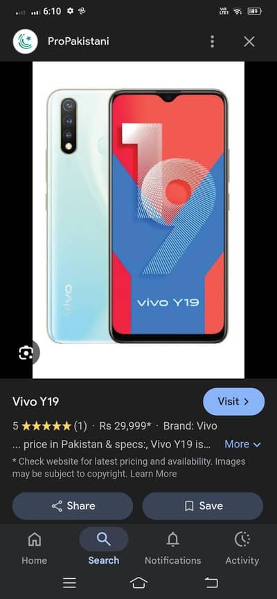 vivo y19.10 by 9 condition for sale box