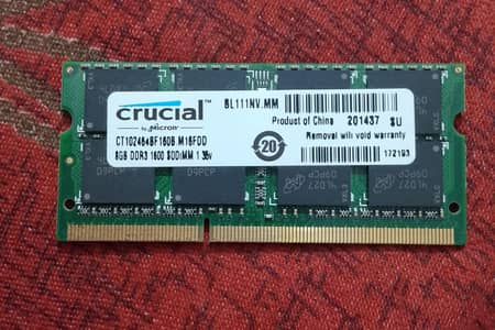 DDR3 8gb Crucial laptop ram