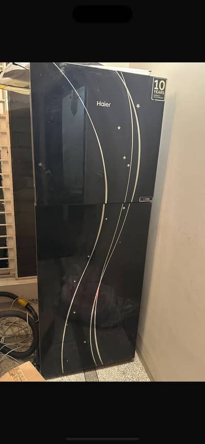 Black glass door fridge