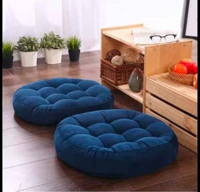 2 Pcs Velvet Floor Cushions Blue 21x21 Inches