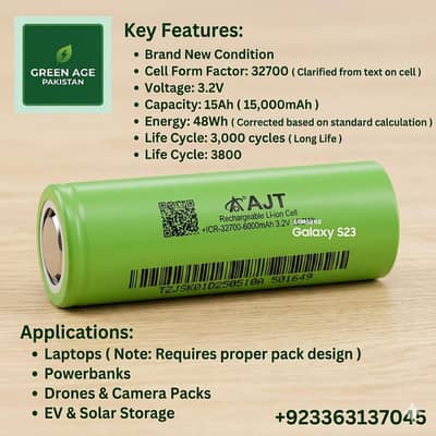 3.2V 15ah lithium cells brand new, battery packs, laptops,camera