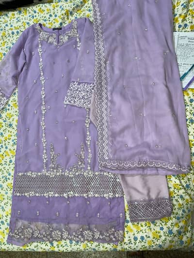 Lilac chiffon 3peice suit from Pezwaan (not used)(large size)