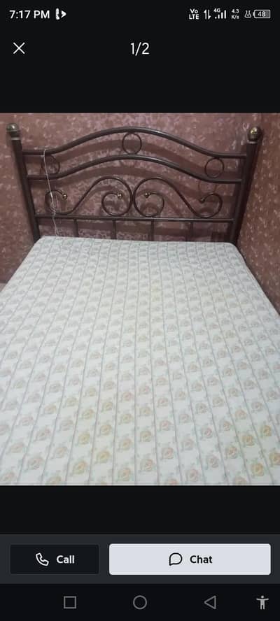 queen size iron bed with matress In 14000only