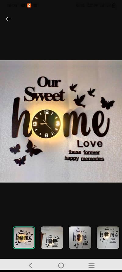 3D Wall Clock "Our Sweet Home" Decorative Modren Laser Cut