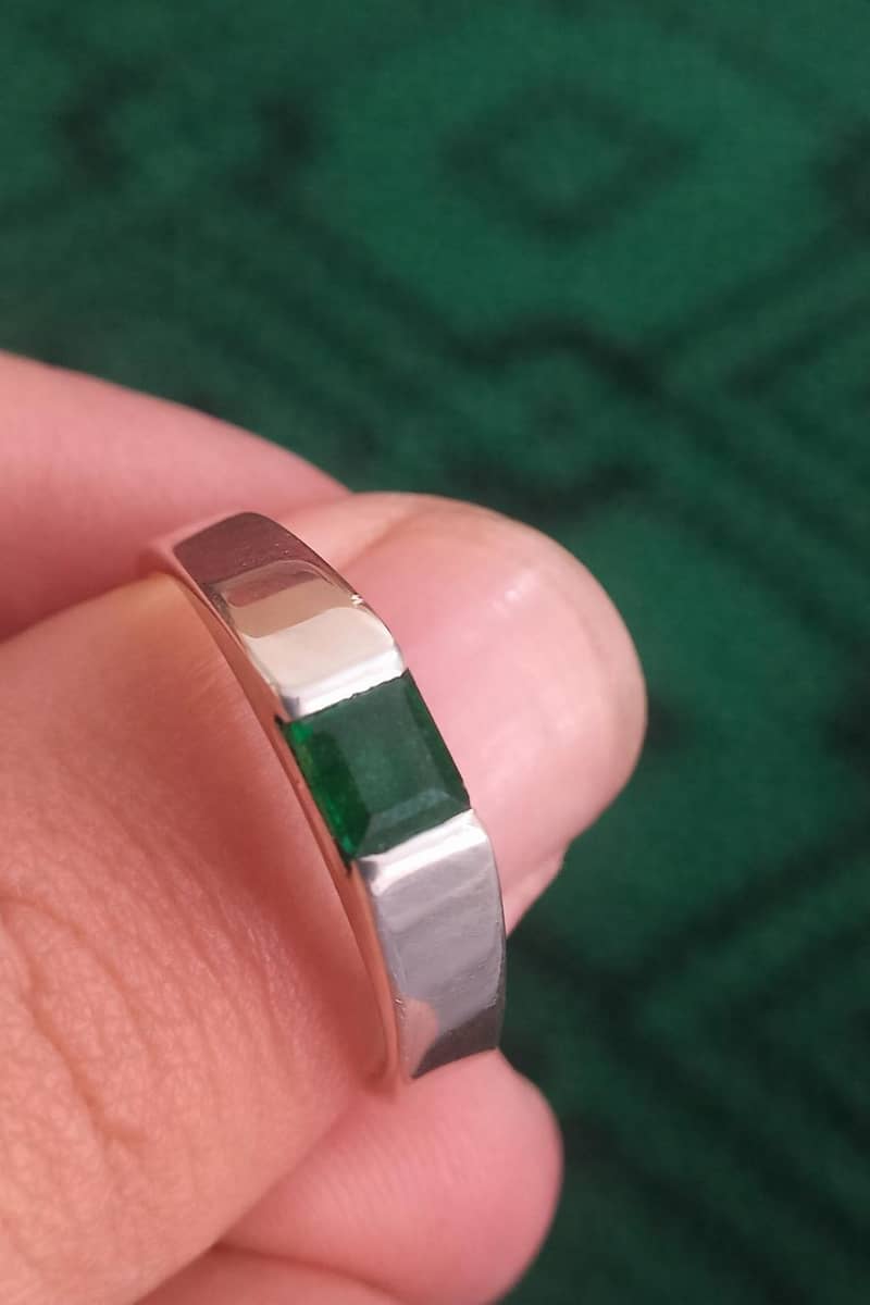 silver emerald ring 0