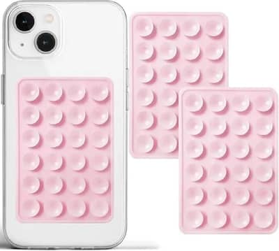 Double Side Silicon Suction Pad Phone Holder Pack Of 4 Black