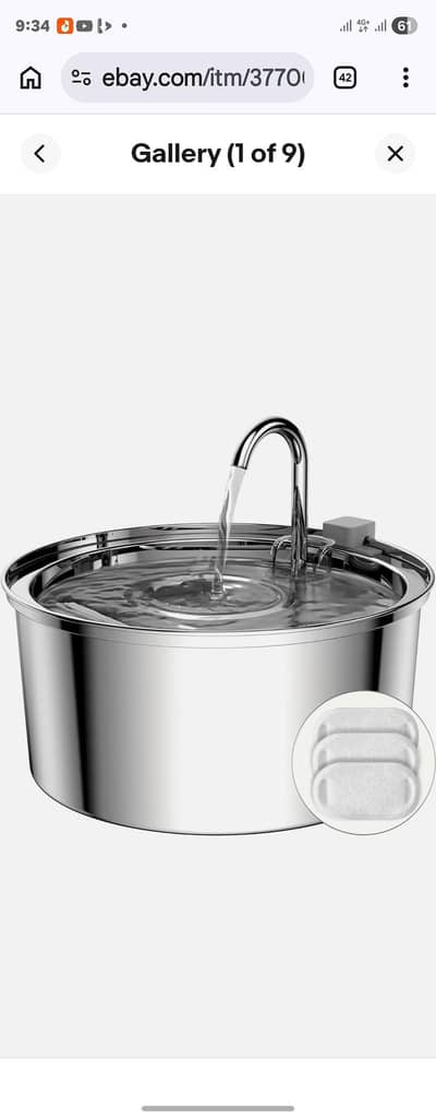 Cat Water Fountain, 3.2L/108Oz Automatic Stainless Steel