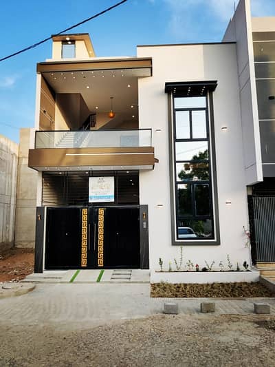 LUXURY DESIGN BRAND NEW 120 SQUARE YARD GROUND+ONE HOUSE FOR SALE IN SECTOR Q GULSHAN E MAYMAR KARACHI