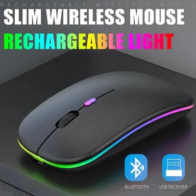 LED Wireless Mouse Laptop PC USB Rechargeable
