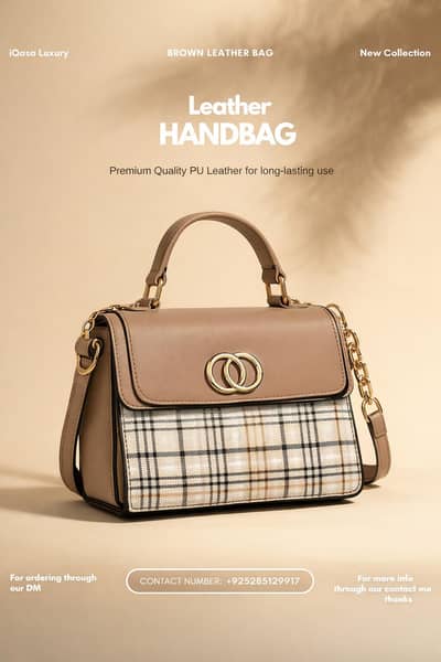 Girls Plaid PU Leather Handbag Multicolor