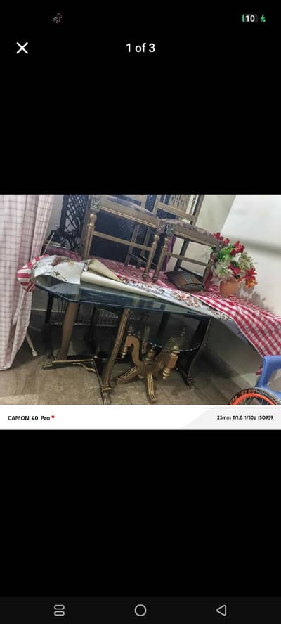 dinning table 6 chair  12 mm shisha