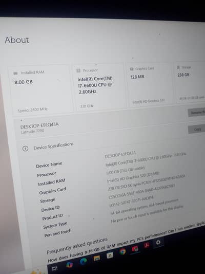Dell Latitude 7280 Windows 10 pro