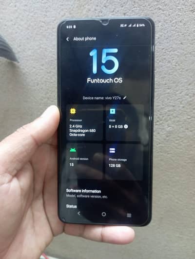 vivo y27s ram 8+8 memory 128gb