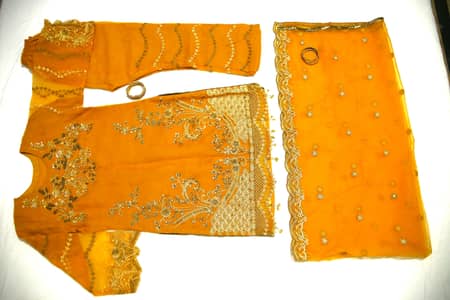 Heavy Mustard Party Wear | Stone Work & Embroidered Suit