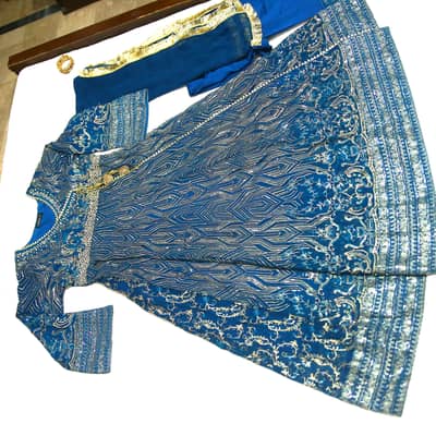 3PC Sea Green Chiffon Maxi | Heavy Embroidery & Tassels | Size M