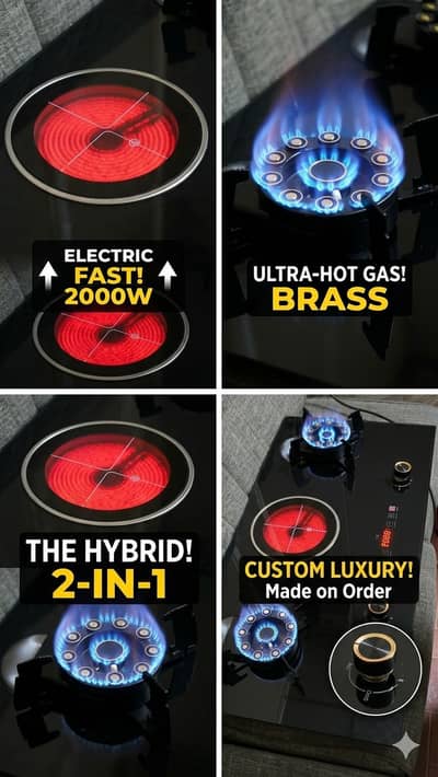 Premium 3-in-1 Hybrid Hob | 2 Gas + 1 Electric Burner | Brand New