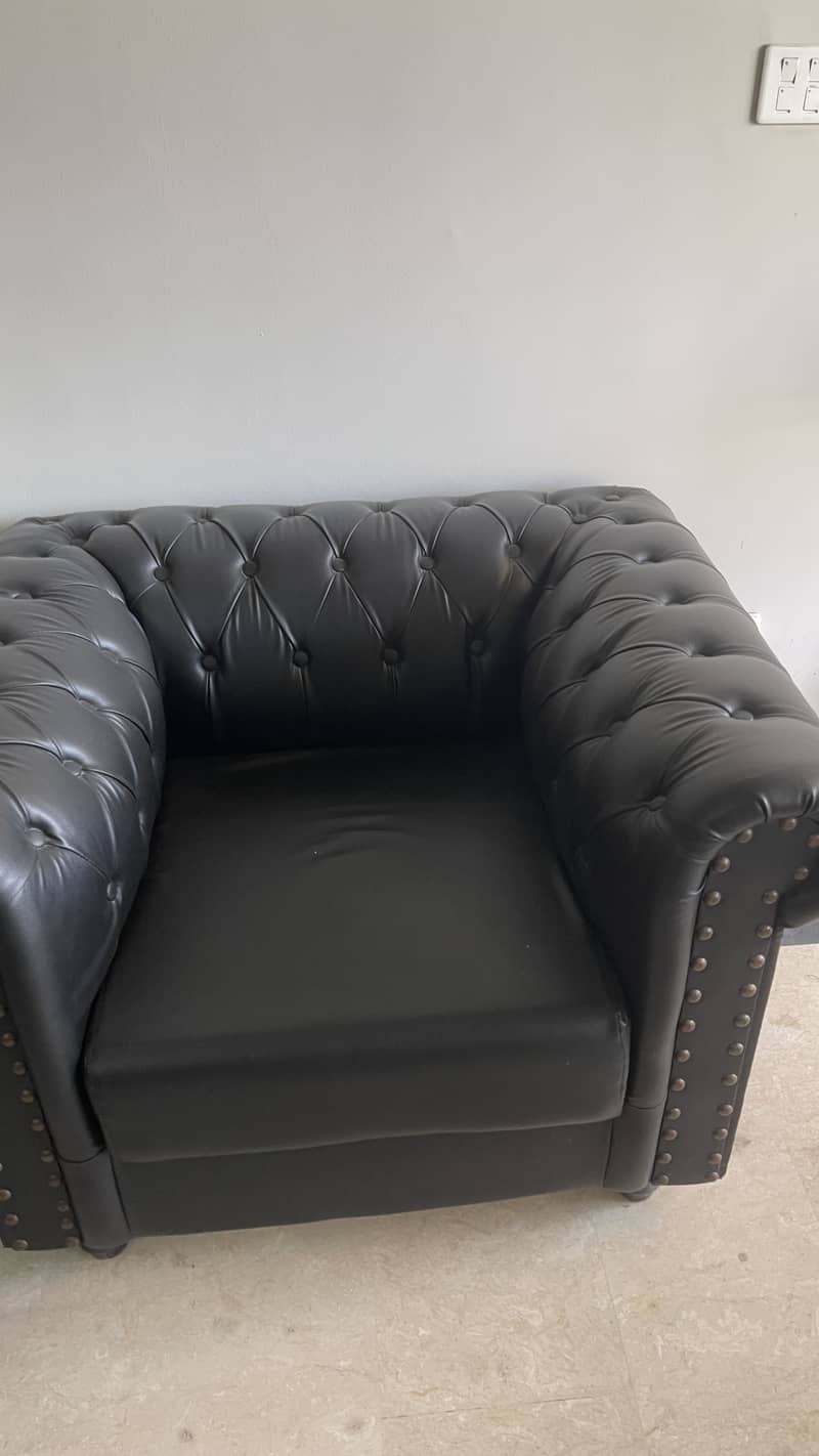 5 Seater Black Rexine Sofa set for Sale - Office Sofas - 1112418785