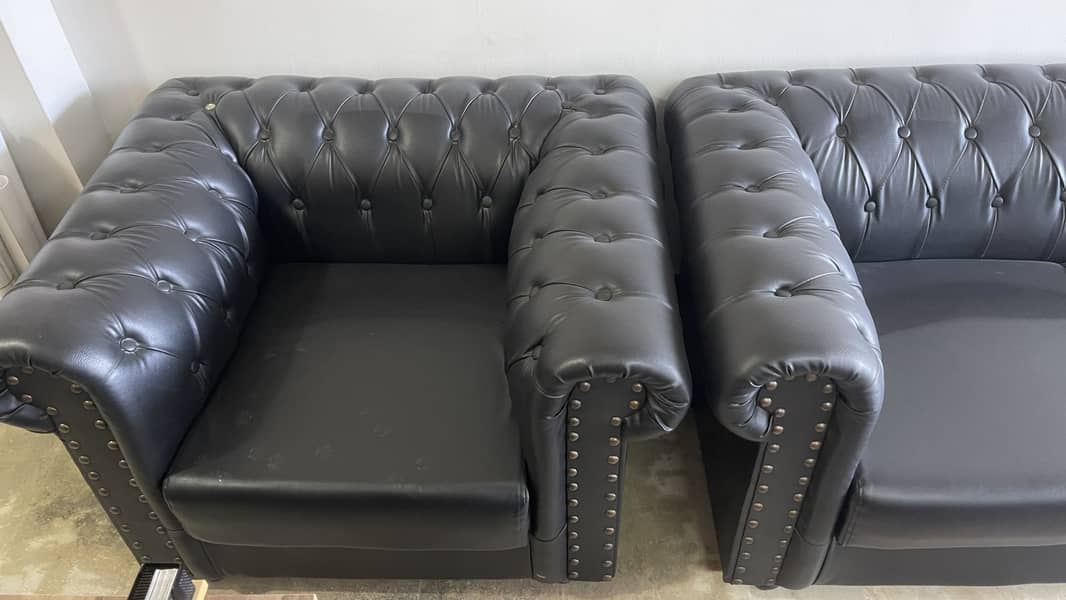 5 Seater Black Rexine Sofa set for Sale - Office Sofas - 1112418785