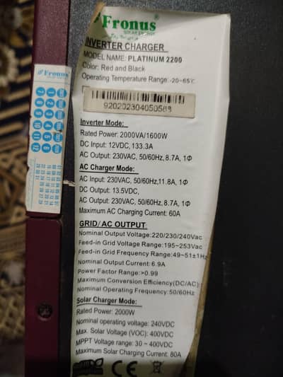 Fronus inverter 2.2 kv