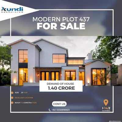 I-14/2 plot number 437 Size 35*60 level CDA se Possition letter and MAP Approved Ready to construction D 136 lack