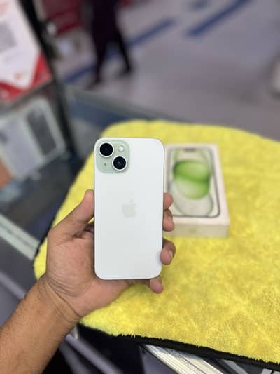 Iphone 15 GREEN colour non pta with box now available in Very Good Pri